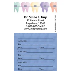 Appointment Cards<SmileMakers Multi-Color Braces Three Sticker Appt Cards - Dental Appointment Cards from