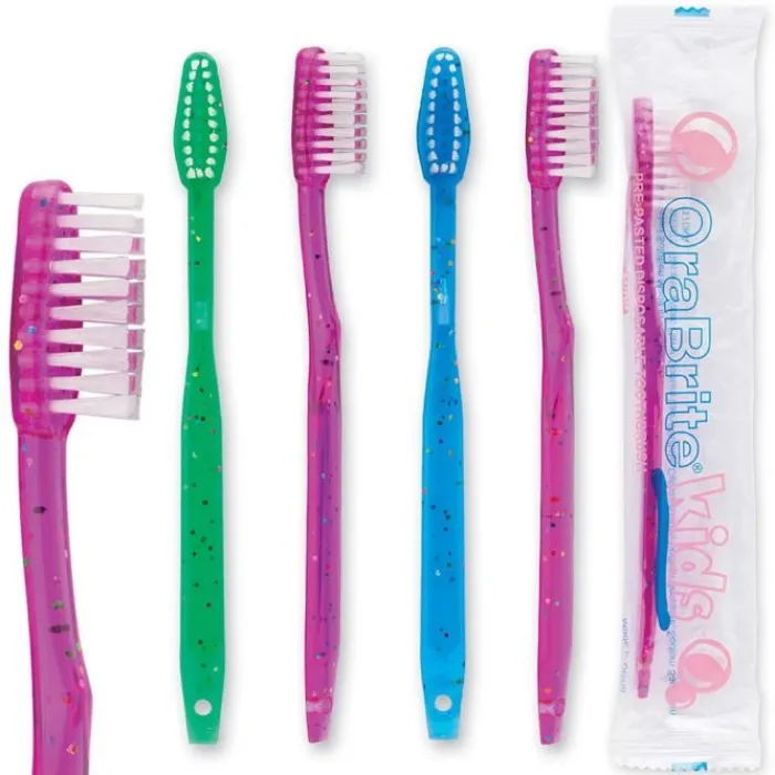 Toothbrushes | Dental Practice Essentials<OraBrite 144 Kids Pre-pasted Disposable Sparkle Toothbrush - Toothbrushes from SmileMakers