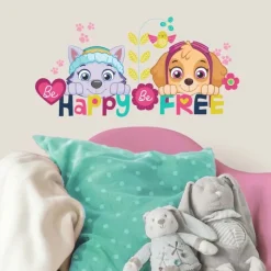 Wall Decals<SmileMakers Paw Patrol Skye & Everest Be Happy Quote Wall Decals - Office Décor from