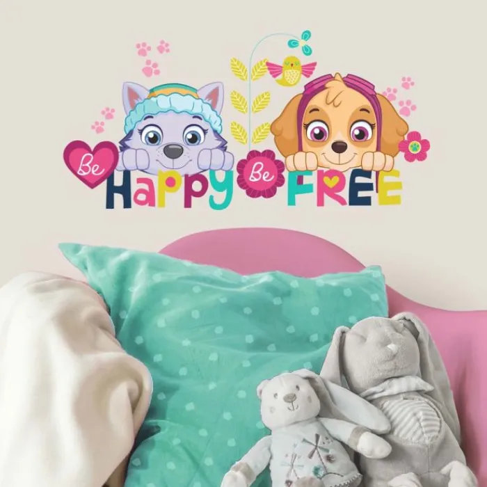 Wall Decals<SmileMakers Paw Patrol Skye & Everest Be Happy Quote Wall Decals - Office Décor from