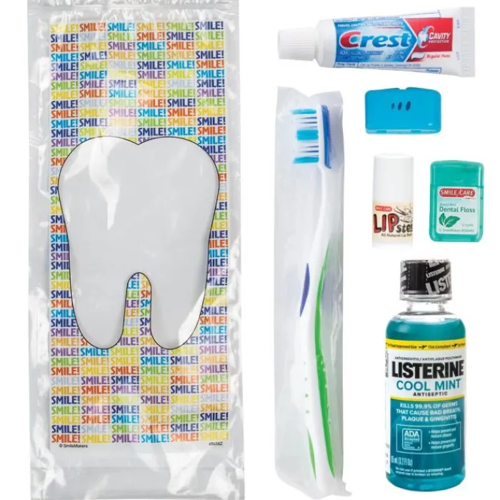 Dental Kits | Dental Practice Essentials<SmileMakers SmileCare™ Adult Smile! Preference with Listerine Zippered Bag Dental Kits - Dental Kits from