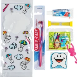 Ready-to-go Dental Kits | Dental Kits<SmileCare ™ Youth Dental Paratrooper Premium Zippered Bag Dental Kits with Flossers - Dental Kits From SmileMakers