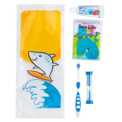 Ready-to-go Dental Kits | Dental Kits<SmileCare ™ Youth Shark Zippered Bag Dental Kits - Dental Kits From SmileMakers