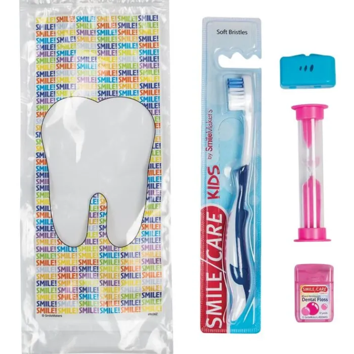 Ready-to-go Dental Kits | Dental Kits<SmileCare ™ Youth Smile! Basic Zippered Bag Dental Kits - Dental Kits From SmileMakers
