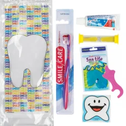 Ready-to-go Dental Kits | Dental Kits<SmileCare ™ Youth Smile! Premium Zippered Bag Dental Kits with Flossers - Dental Kits From SmileMakers