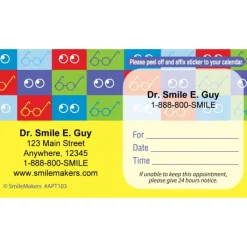 Appointment Cards<SmileMakers Square Glasses Sticker Appt Cards - Eye Care Appointment Cards from
