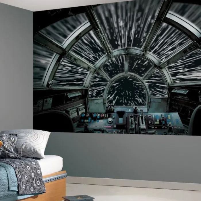 Wall Decals<SmileMakers Star Wars Millennium Falcon Wall Mural - Office Décor from