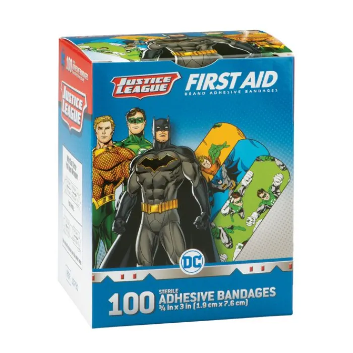 Bandages | Medical Practice Essentials<First Aid Stat Strip® Batman, Aquaman, & Green Lantern Bandages - Bandages from SmileMakers