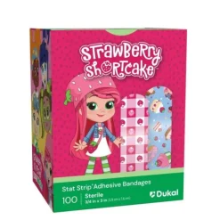 Bandages | Medical Practice Essentials<First Aid Stat Strip® Strawberry Shortcake Bandages - Case - Bandages from SmileMakers