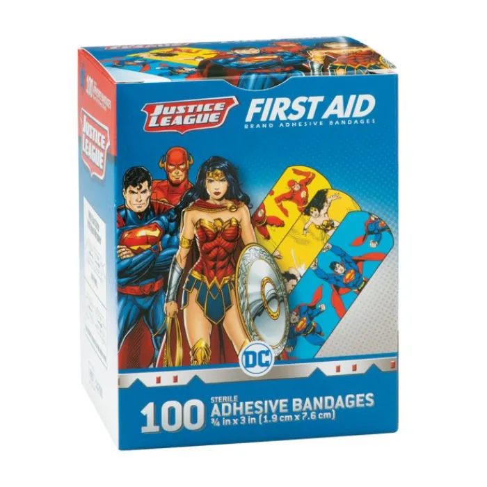 Bandages | Medical Practice Essentials<First Aid Stat Strip® Wonder Woman, Superman, & The Flash Bandages - Case - Bandages from SmileMakers